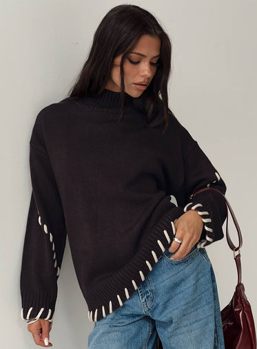 Leizure Turtleneck Knit Sweater Brown