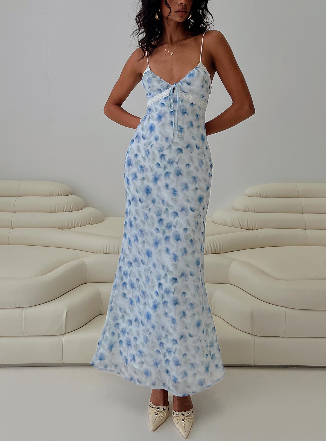 Emily Maxi Dress Blue Floral | Princess Polly Emily Maxi Dress Blue Floral | Princess Polly