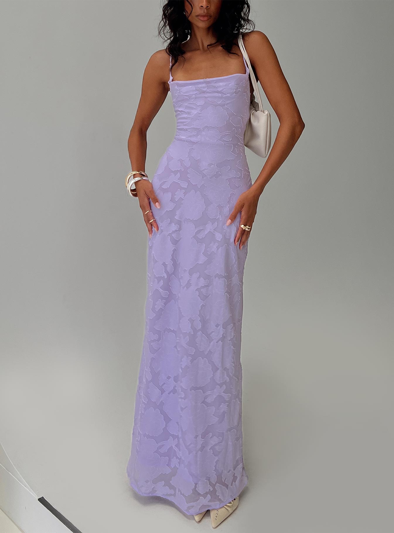Celena Maxi Dress Lilac Burnout | Princess Polly