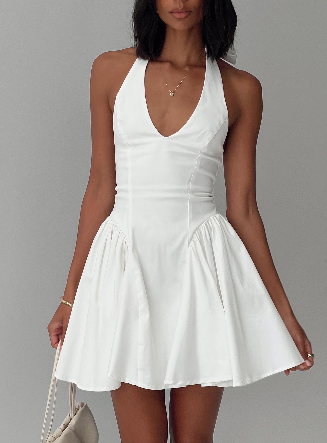 Karisse Halter Mini Dress | White | Womens | Princess Polly Karisse Halter Mini Dress | White | Womens | Princess Polly