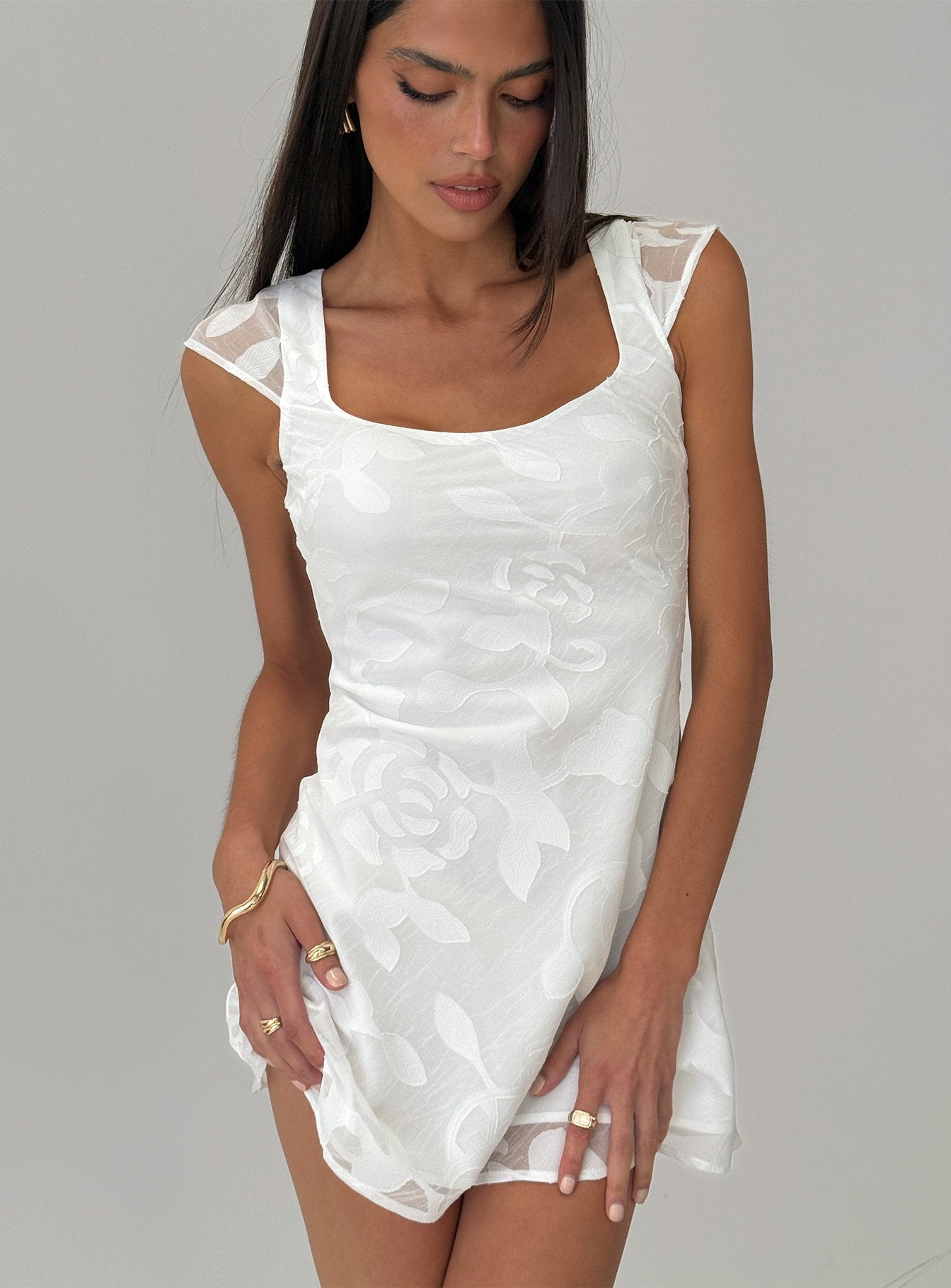 Lucienna Mini Dress White Floral Lucienna Mini Dress White Floral
