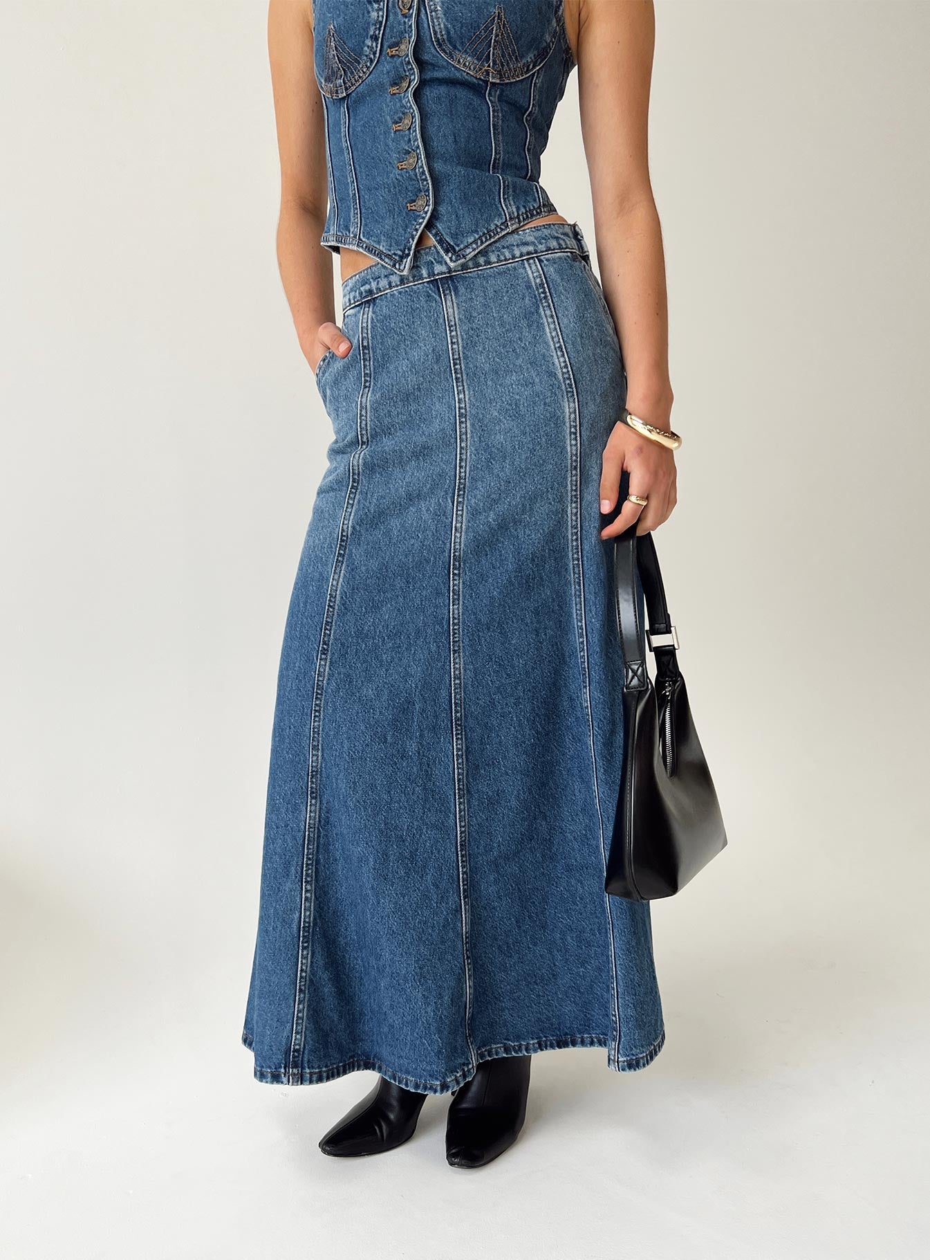 Wyoming midi skirt blue denim