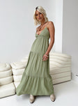 Princess Polly Square Neck  Chelsea Maxi Dress Sage Green