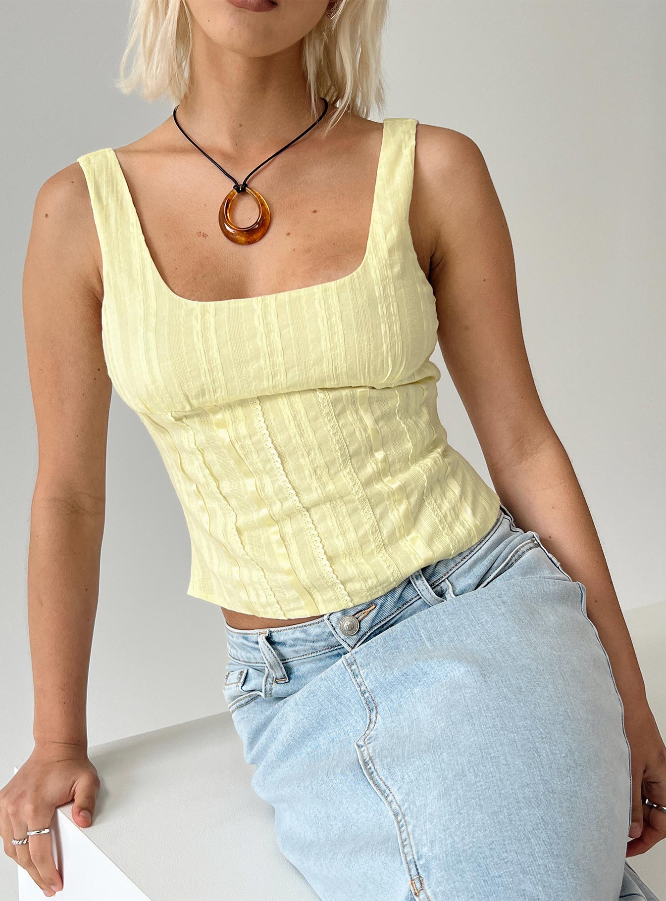 product Princess Polly Sleeveless Square Neck  Lorinda Top Yellow