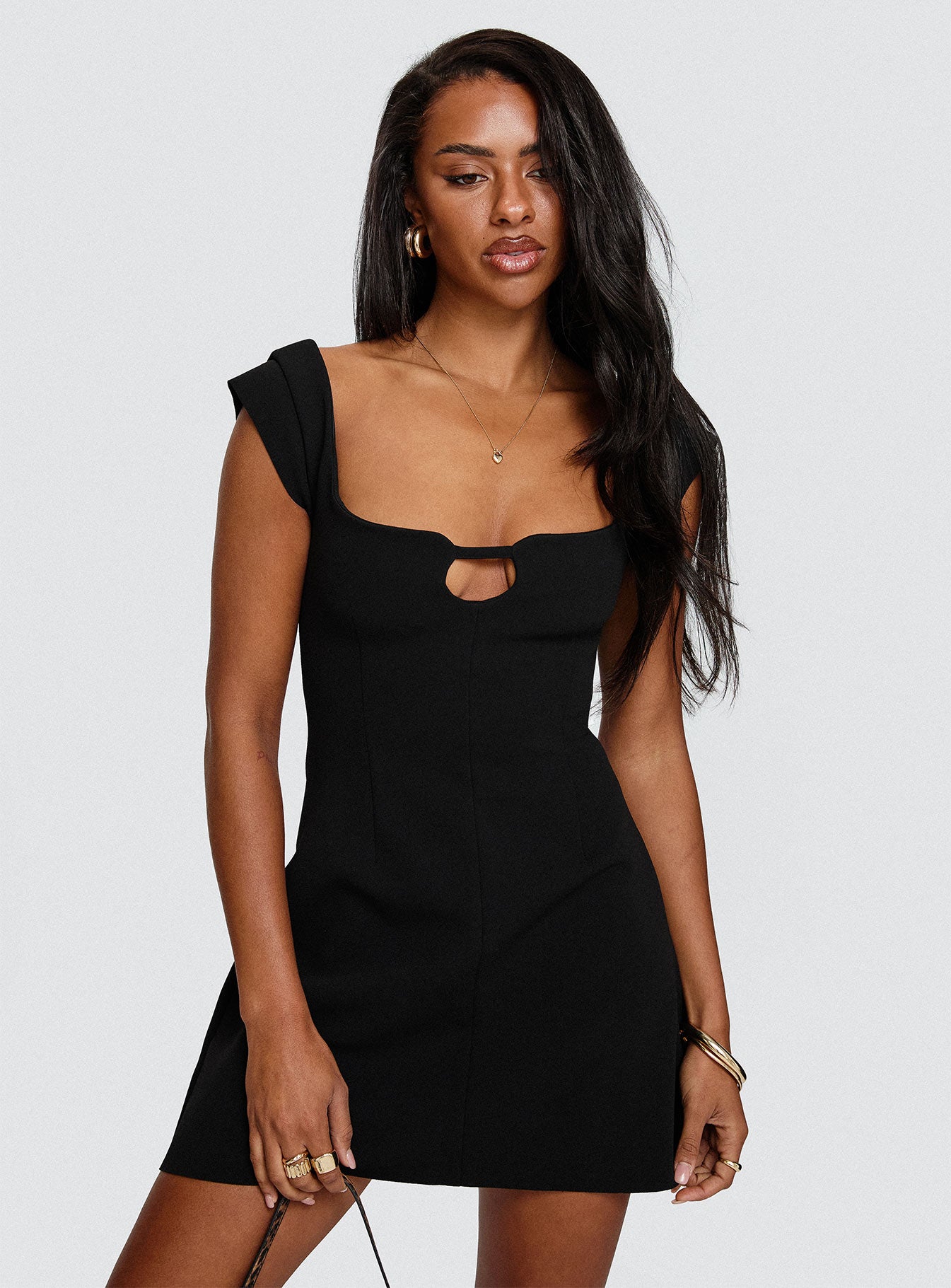 black mini dress sweetheart neckline Women's Black Satin Sweetheart Neckline Mini Dress