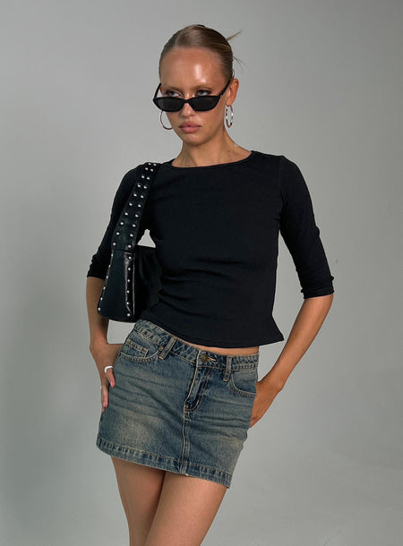 Elaia 3/4 Sleeve Top Black