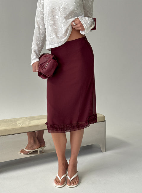 Rosette Frill Midi Skirt Currant