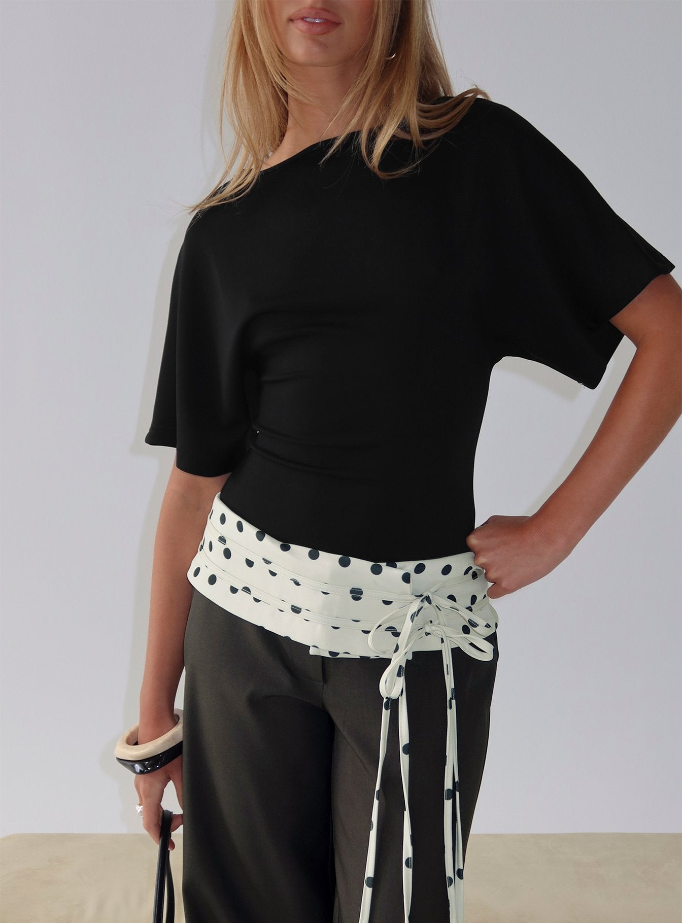 Arazia Cinched Short Sleeve Top Black