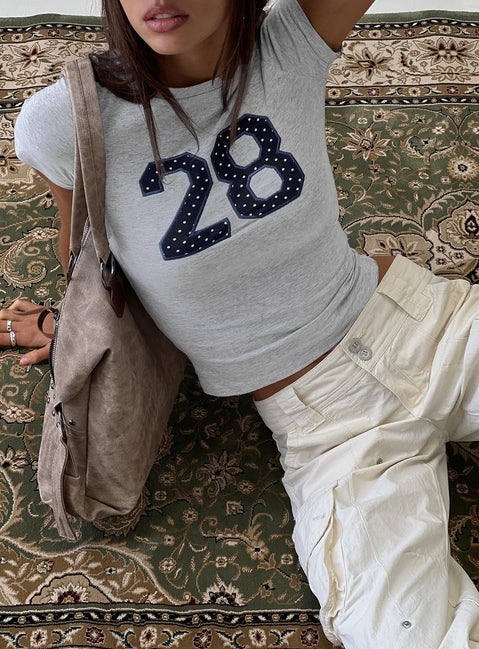 Sutin Tee Grey Marle Polka Dot