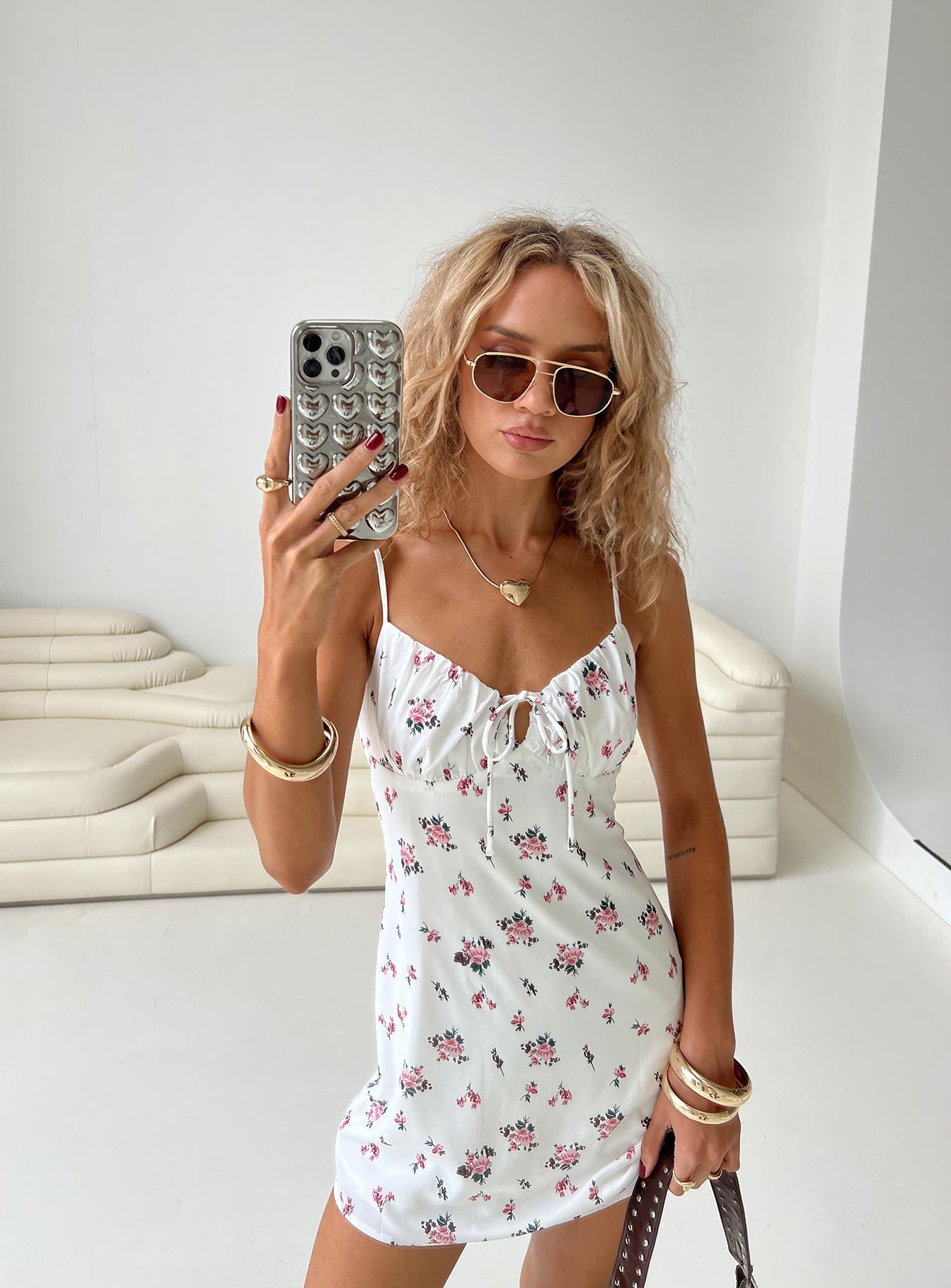 Perries mini dress white floral