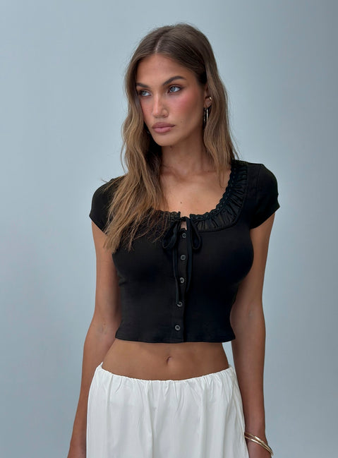 Kaliyah Layered Button Down Top Black