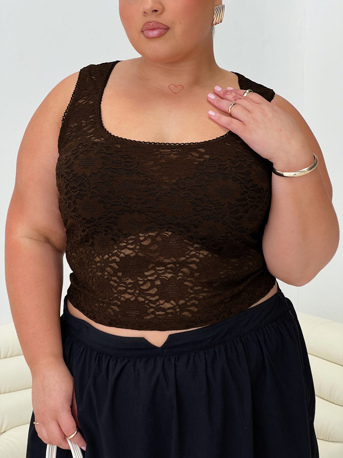Bennington Lace Top Brown | Princess Polly