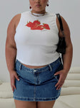 front view of model wearing Princess Polly Oh So Sweet Top White Curve Sleeveless Crew Neck 