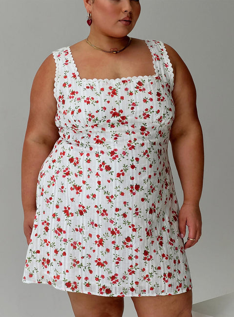 Dasha Mini Dress White Floral Curve | Princess Polly Dasha Mini Dress White Floral Curve | Princess Polly