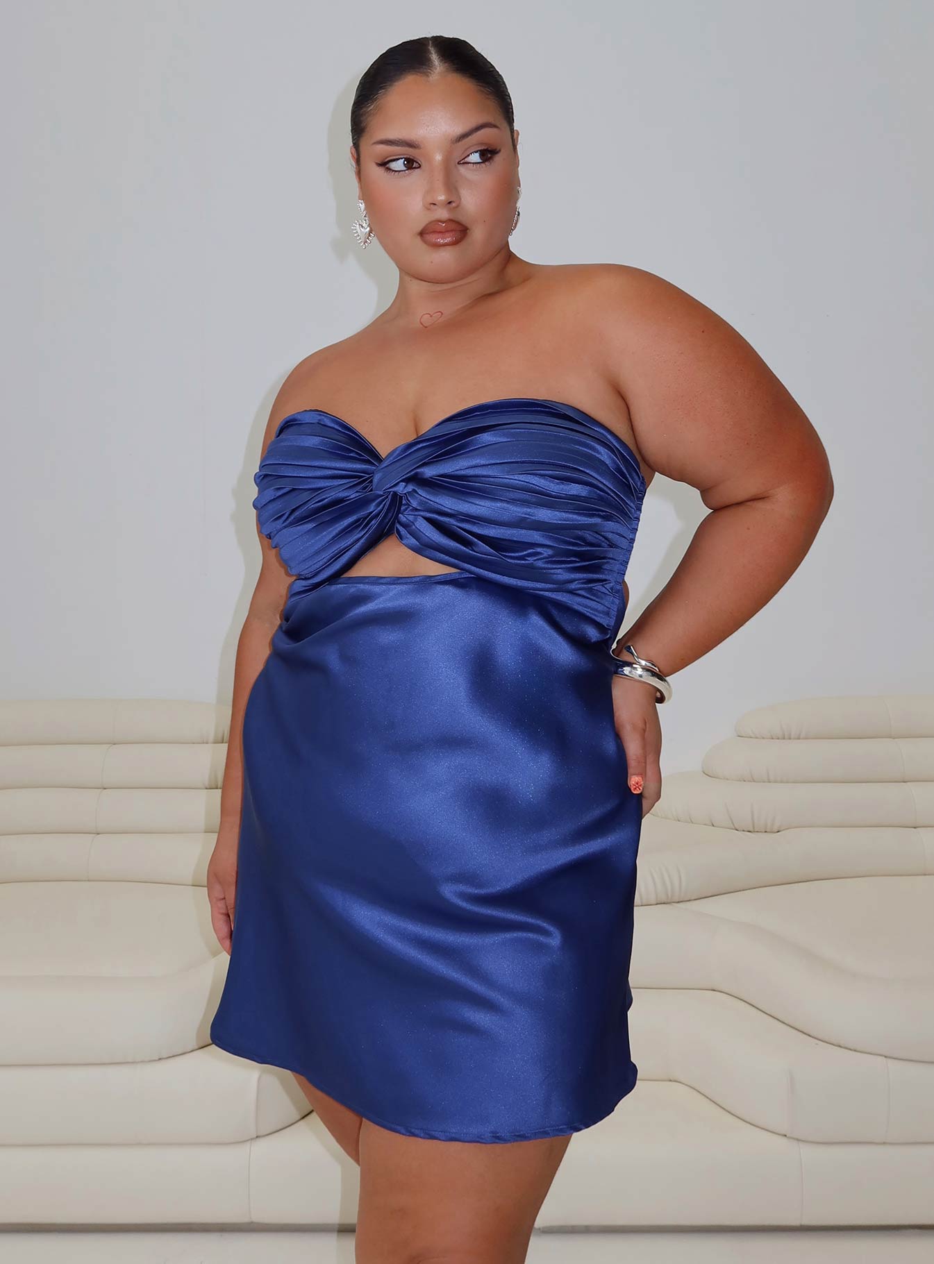 Shellie Mini Dress Blue Curve | Princess Polly Shellie Mini Dress Blue Curve | Princess Polly