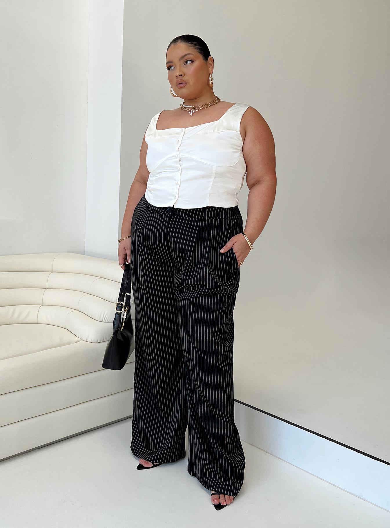 Shop Plus Size HighRise Stripe Palazzo Pants for Women from latest  collection at Forever 21  324239