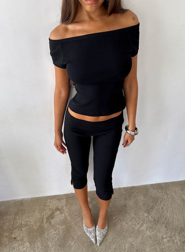 Baseline Boat Neck Top Black