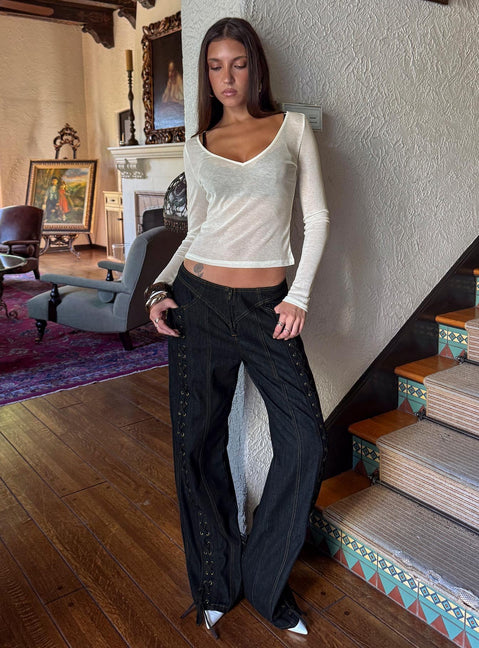 Daydream Tie Up Jeans Dark Denim