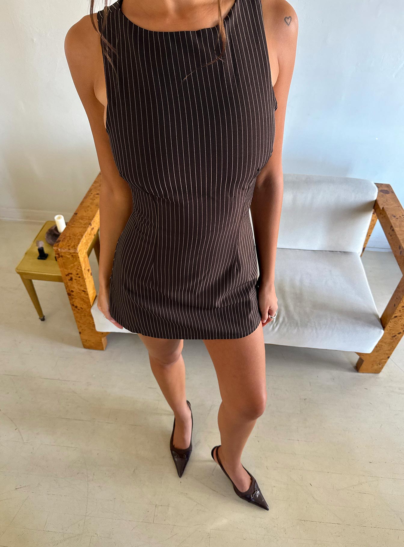 Yumiko Romper | Brown Pinstripe | Womens | Princess Polly Yumiko Romper | Brown Pinstripe | Womens | Princess Polly