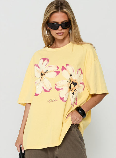 Botanic Lover Oversized Graphic Tee Washed Yellow