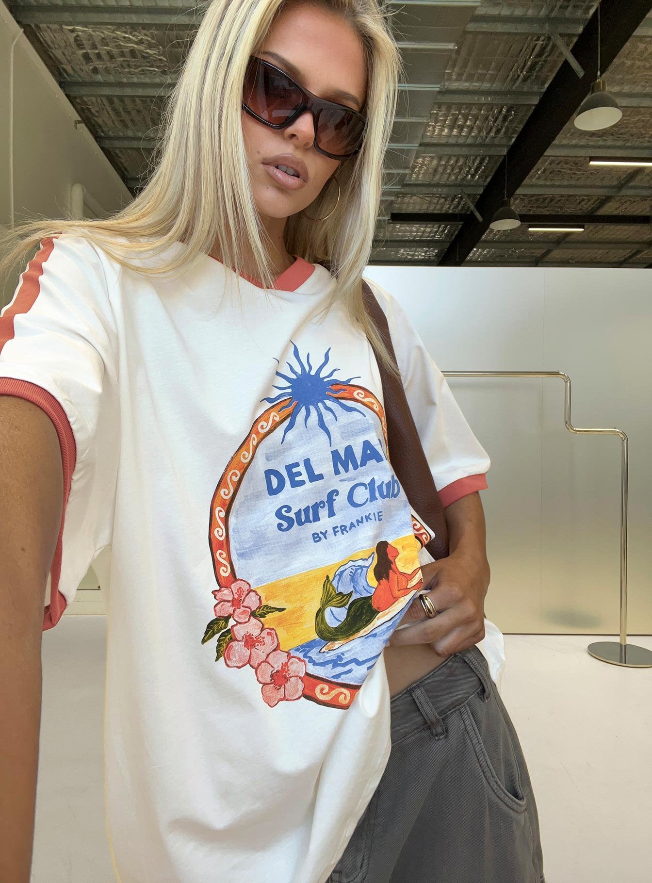 Del Mar Surf Club Oversized Graphic Tee White / Multi | Princess Polly