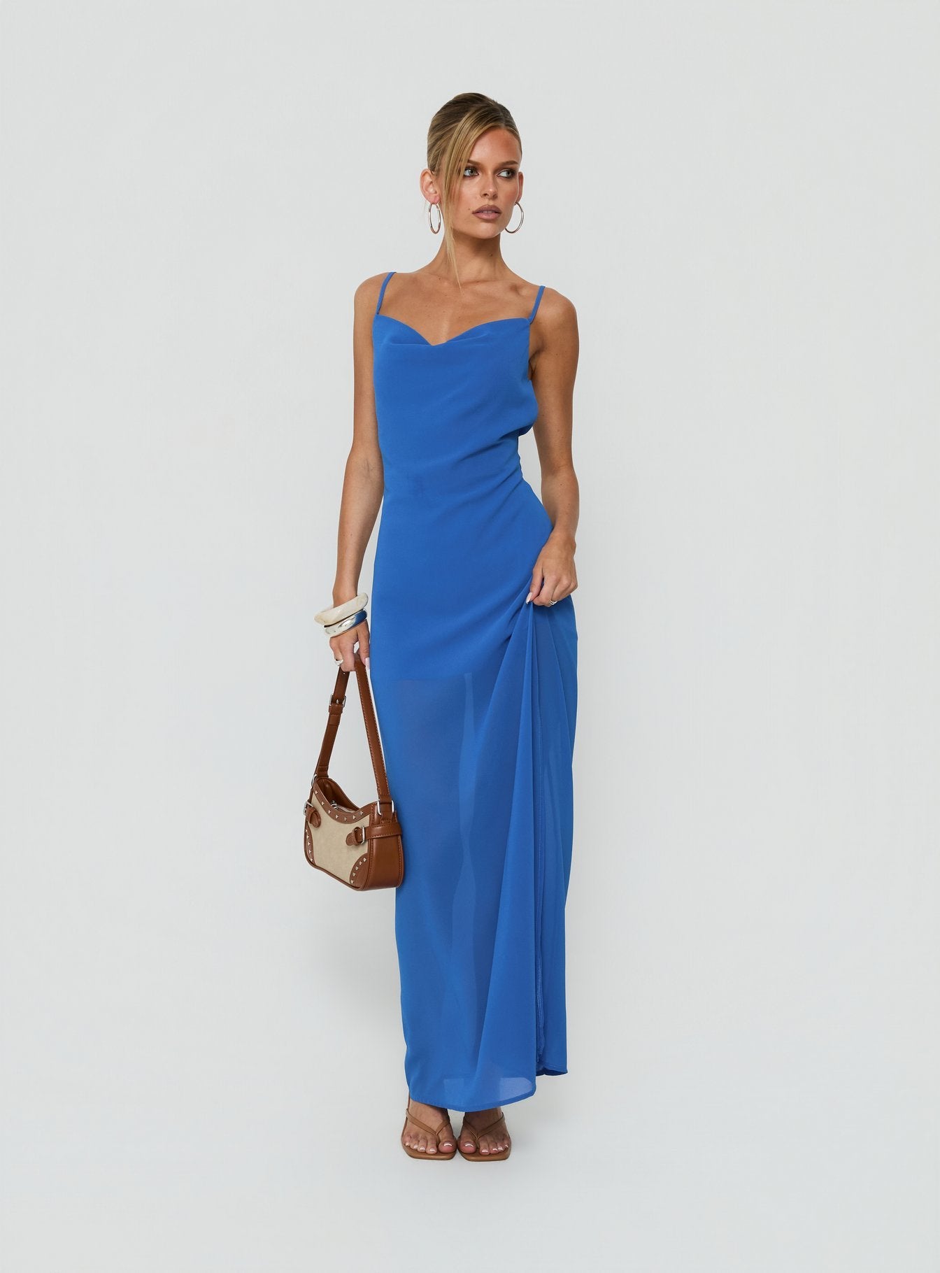 Jysela Cowl Neck Maxi Dress | Dark Blue | Womens