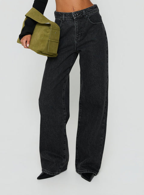 Konstanze High Rise Baggy Jeans Washed Black