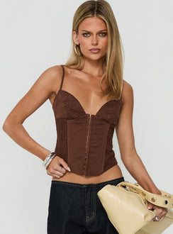 Francee Lace Corset Top Chocolate