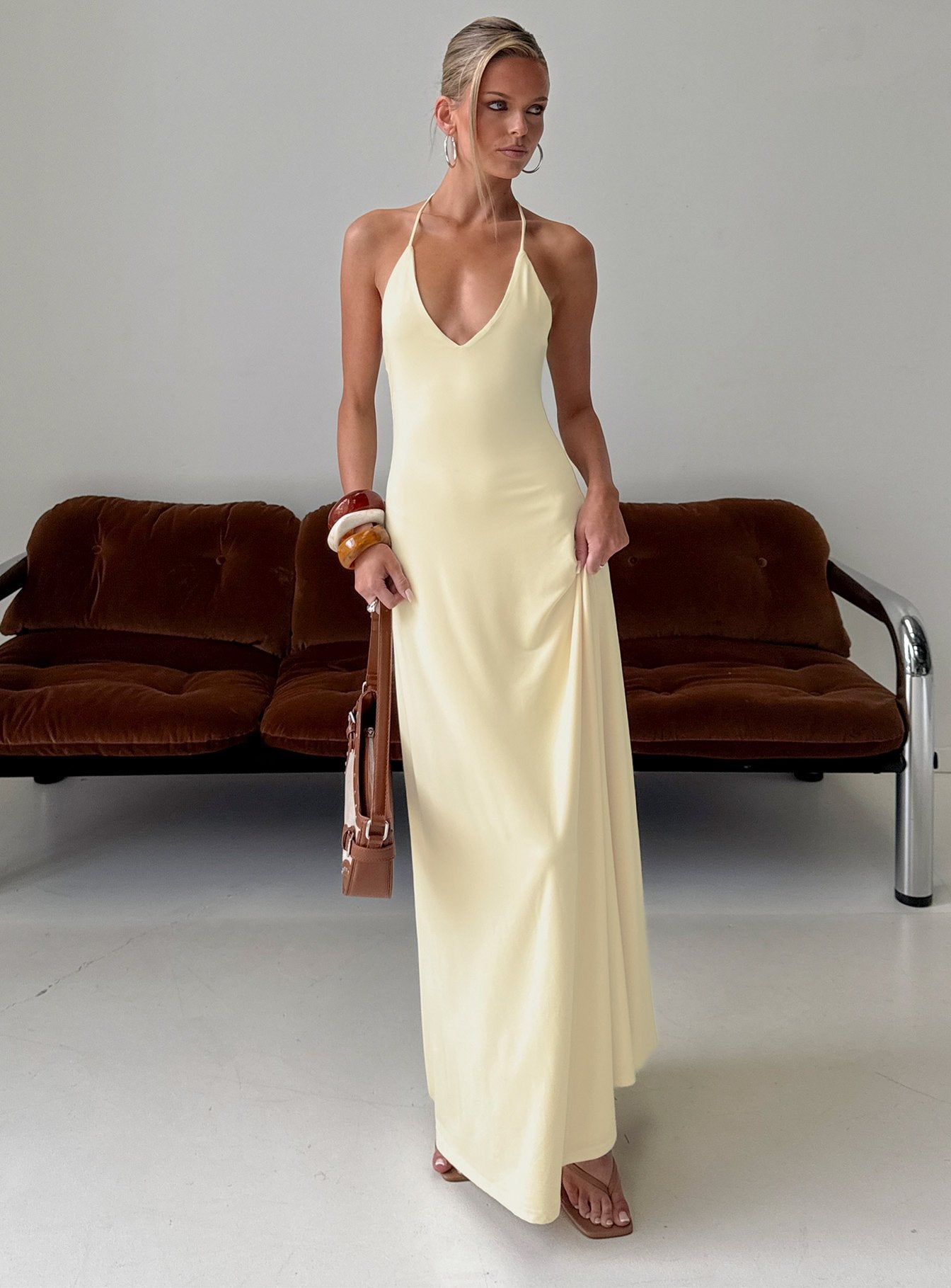 Palmas Halter Maxi Dress / Butter Yellow