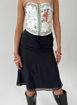 Midi skirt Mid rise Invisible zip fastening at side Tie at waist