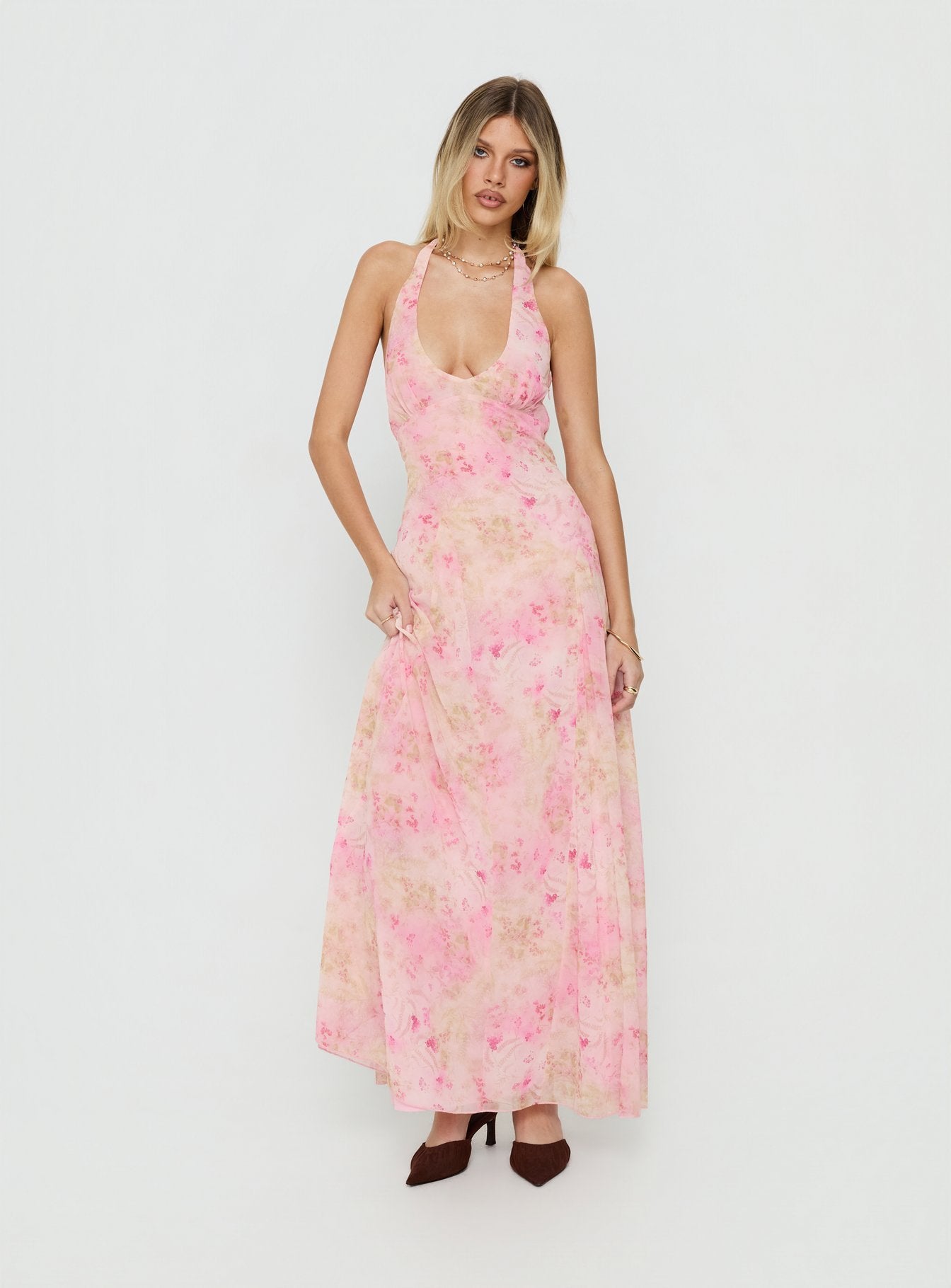 Dandelions Halter Maxi Dress | Pink Floral | Womens | Princess Polly Dandelions Halter Maxi Dress | Pink Floral | Womens | Princess Polly