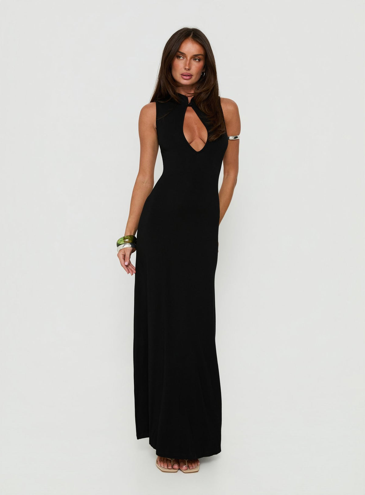 Ailany Keyhole Backless Maxi Dress Black