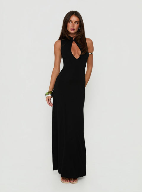 Ailany Keyhole Backless Maxi Dress Black