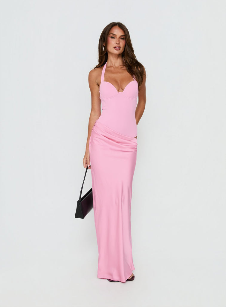Tayna Draped Maxi Dress Pink | Princess Polly
