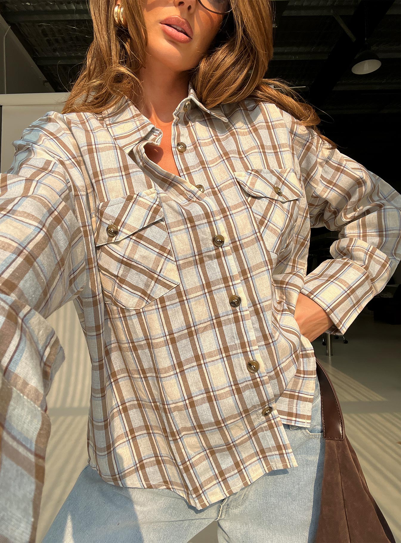 Sweet Summer Flannel Top Blue Check