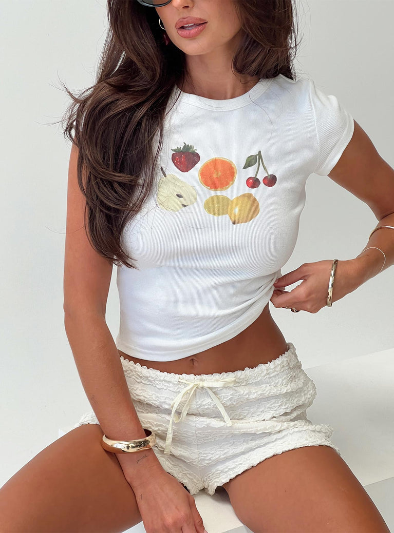 Camisetas Algodon Mujer Fruit Salad Tee White Multi Princess
