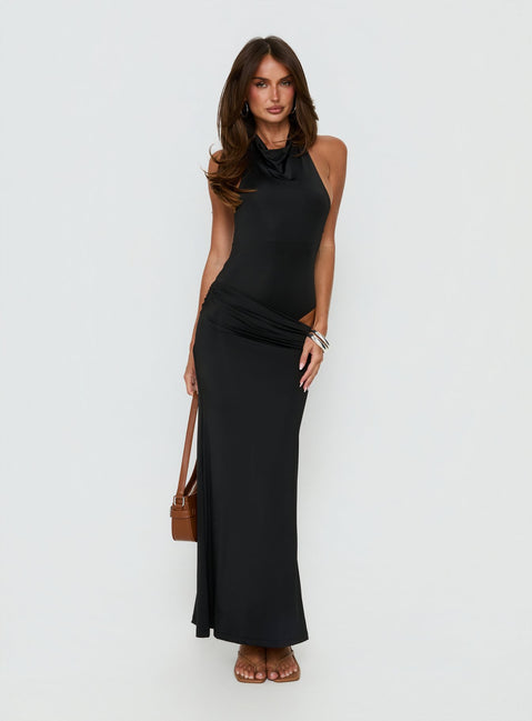 Arabel Halter Cowl Neck Maxi Dress | Black | Womens | Princess Polly Arabel Halter Cowl Neck Maxi Dress | Black | Womens | Princess Polly