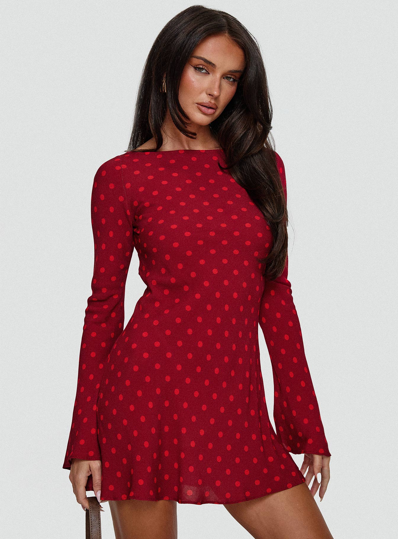 Princess Polly Women's Good Graces Long Sleeve Minidress - Red - Mini dresses Princess Polly Women's Good Graces Long Sleeve Minidress - Red - Mini dresses