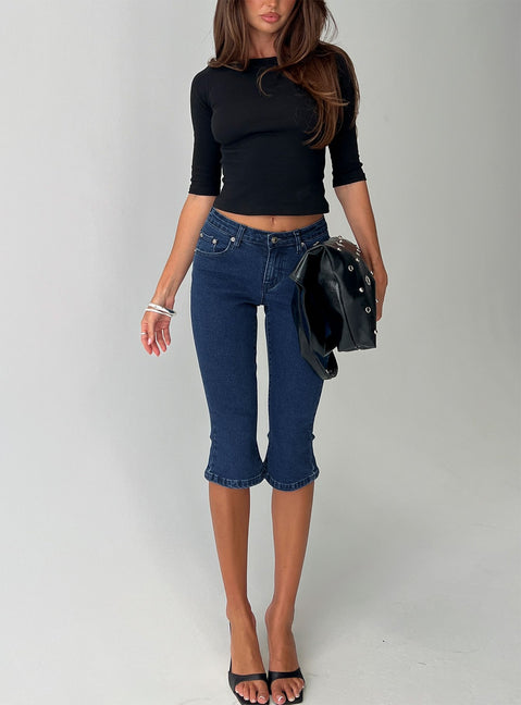 Kissimo Kick Flare Capri Pants Indigo Blue