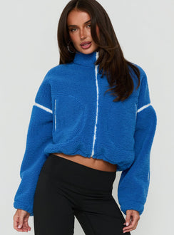 Sammee Polar Fleece Contrast Zip Through Jacket Blue / White
