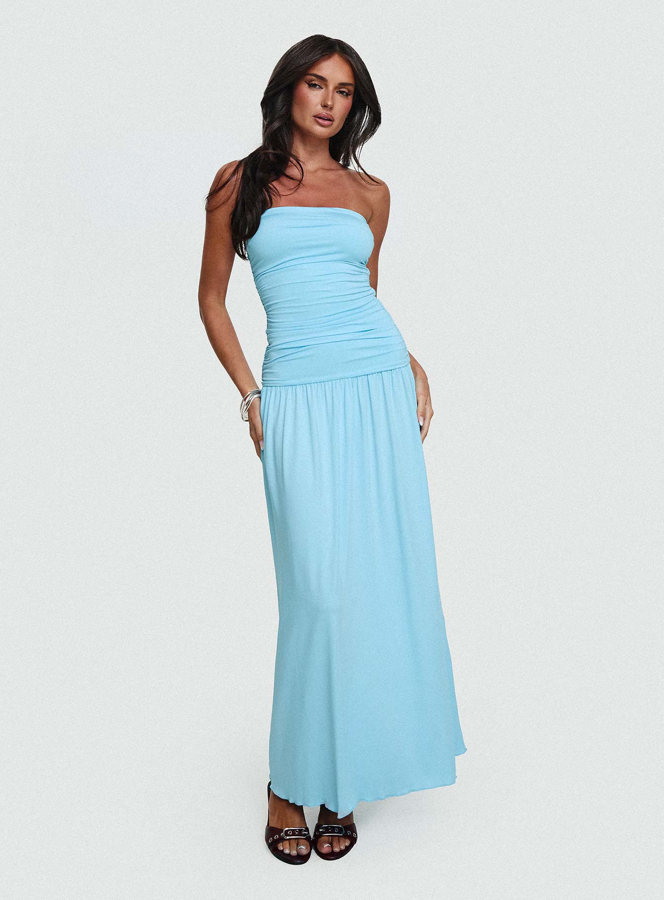 Glorie Strapless Maxi Dress Light Blue | Princess Polly Glorie Strapless Maxi Dress Light Blue | Princess Polly