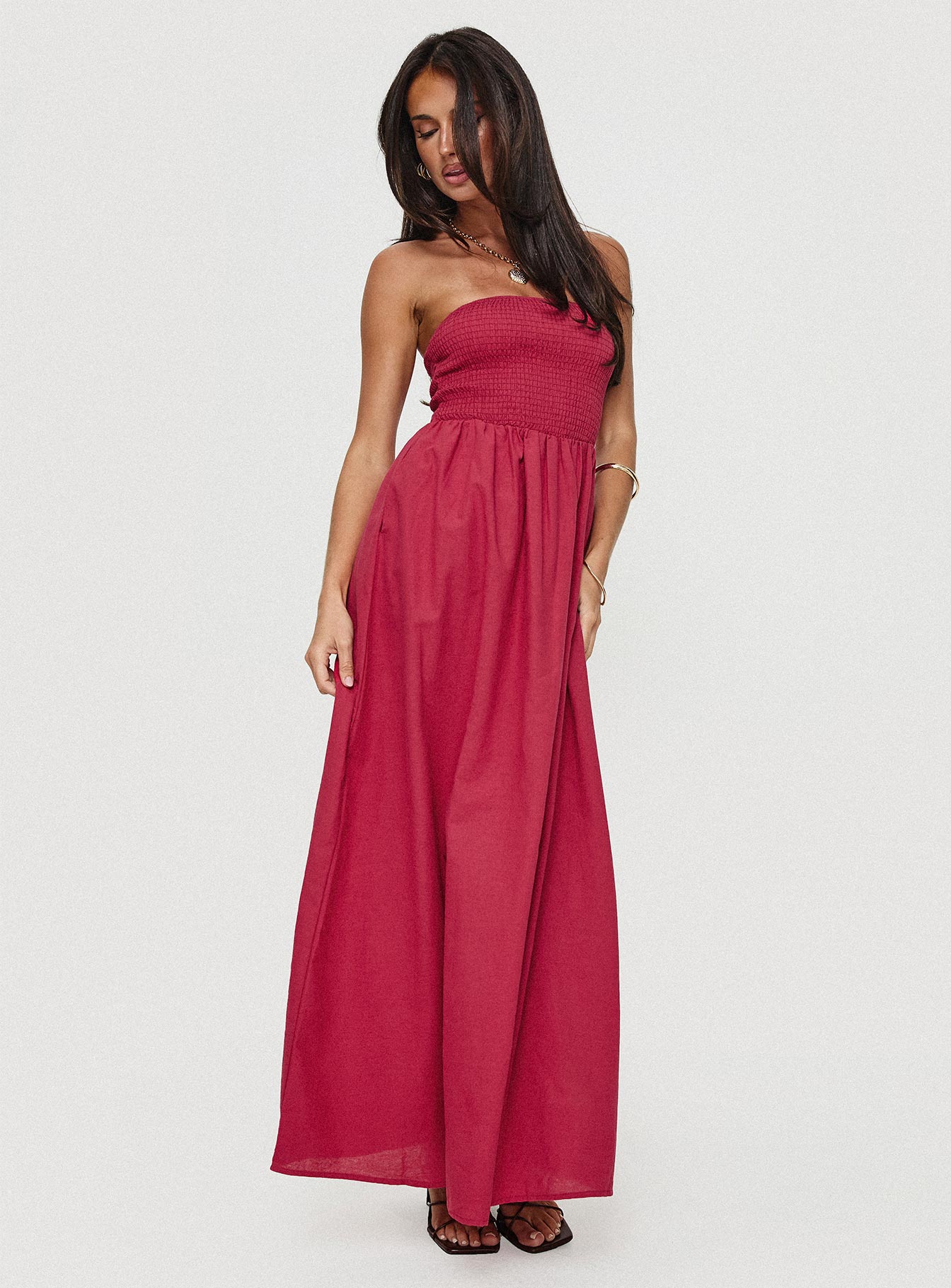 Dayona strapless maxi dress red