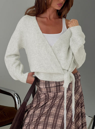 Daelan Wrap Knit Cardigan Grey Marle