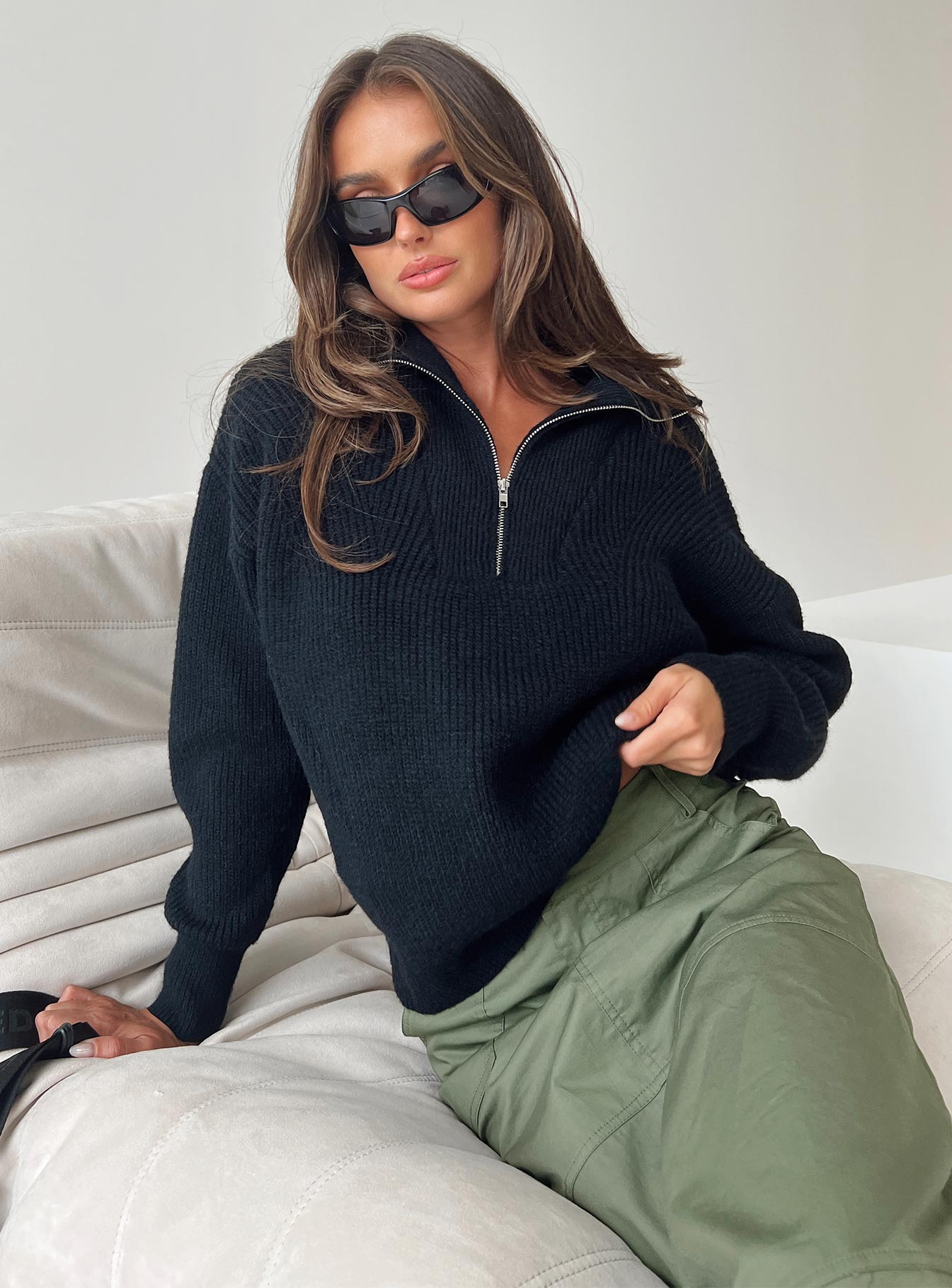 Womens zip front on sale sweater