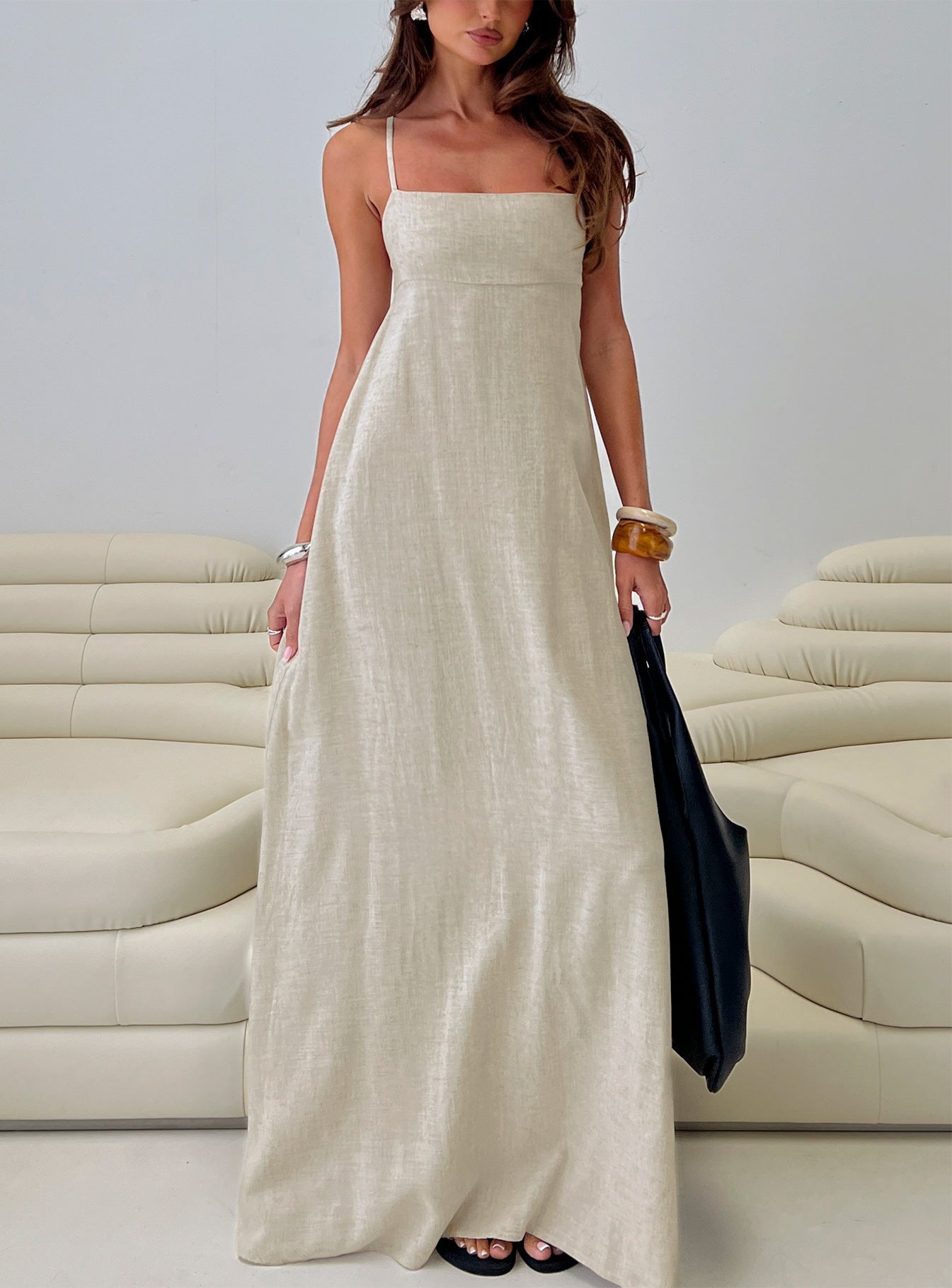 Solie Tie Back Maxi Dress Natural | Princess Polly Solie Tie Back Maxi Dress Natural | Princess Polly