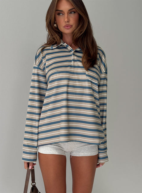 Mystris Collared Jumper Khaki Stripe