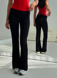 front view of model wearing Princess Polly Cherize Ribbon Stitch Pant Black High Waisted Pants 