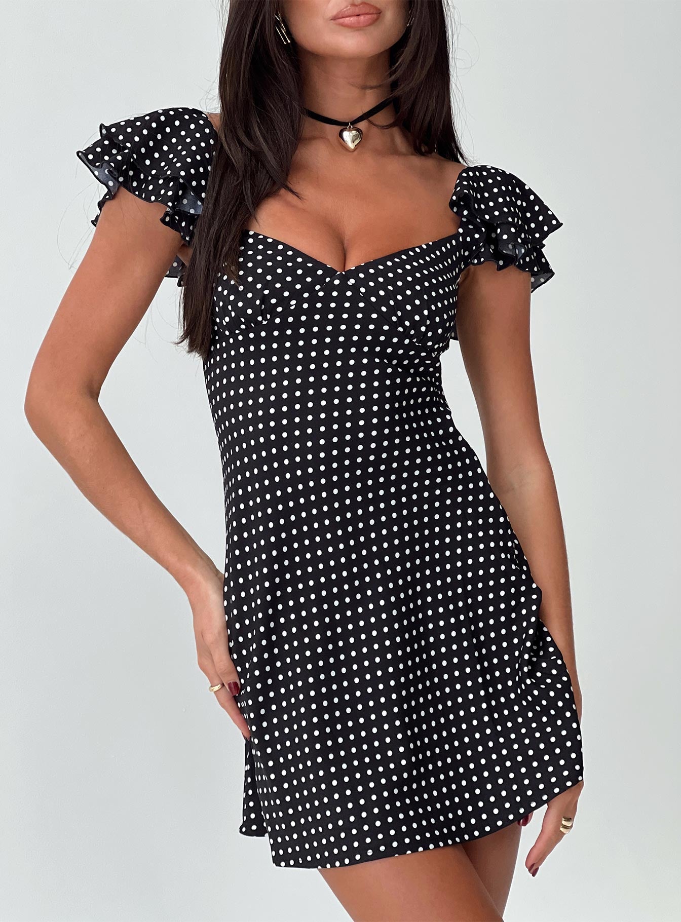 Moretti mini dress black polka dot