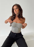 product Princess Polly Short Sleeves Square Neck  Devra Strapless Top Grey