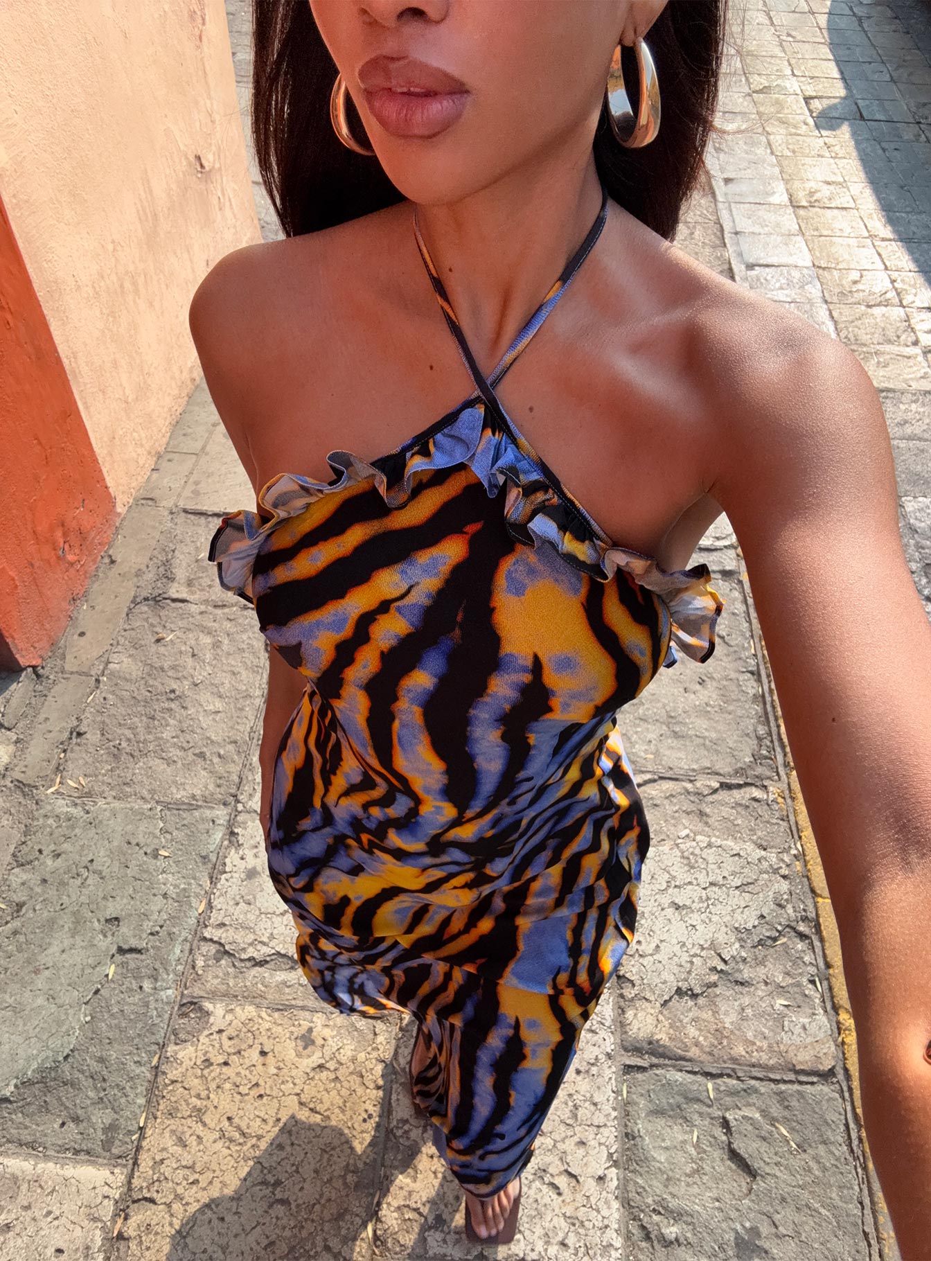 Virginia Beach Backless Maxi Dress Blue Zebra | Princess Polly Virginia Beach Backless Maxi Dress Blue Zebra | Princess Polly